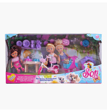 Лялька Sofi 49095 (24/2) “Вечірка з домашнімі улюбленцями”, 3 ляльки, собачки, аксесуари, в коробці