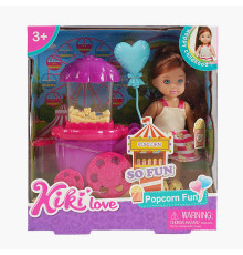 Лялька 88025 (96/2) висота 12 см, машинка для попкорну, повітряна куля, в коробці