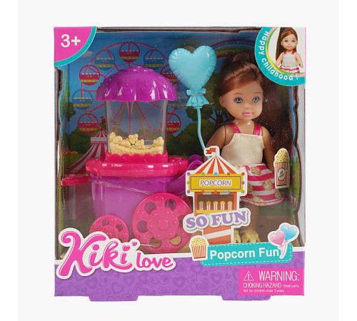 Лялька 88025 (96/2) висота 12 см, машинка для попкорну, повітряна куля, в коробці