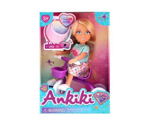 Лялька з аксесуарами 606026 (96) висота ляльки - 13 см, шарнірні суглоби, триколісний велосипед, козирок, в коробці