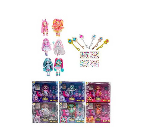 Лялька TK 2044 (96/2) 15 см, шарнірні суглоби, аксесуари, наліпки, візочок, в коробці, ВИДАЄТЬСЯ МІКС ВИДІВ