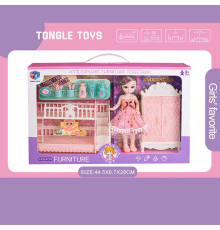 Лялька 6688-15 (24) 22 см, імітація скляних очей, шарнірні суглоби, аксесуари, меблі, в коробці