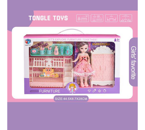 Лялька 6688-15 (24) 22 см, імітація скляних очей, шарнірні суглоби, аксесуари, меблі, в коробці