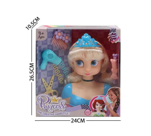 Манекен для зачісок LK 1713 A (48/2) аксесуари, корона, фен, ножиці, шпильки, в коробці