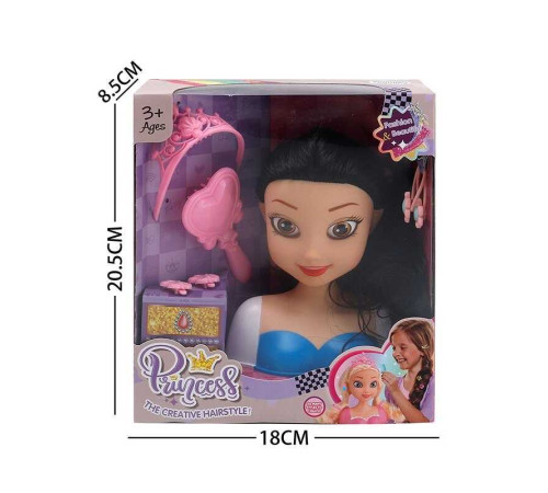 Манекен для зачісок LK 1714 C (96/2) аксесуари, гребінець, корона, в коробці