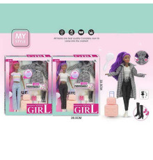 Лялька WX 257-4 (48/2) 2 види, 30 см, аксесуари, валізка, гребінець, шарнірні суглоби, знімний одяг, прошите волосся, в коробці