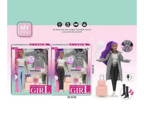 Лялька WX 257-4 (48/2) 2 види, 30 см, аксесуари, валізка, гребінець, шарнірні суглоби, знімний одяг, прошите волосся, в коробці