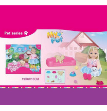 Лялька WG 615 (144/2) 12 см, улюбленці, аксесуари, лежанка, в коробці