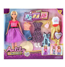 Лялька 616086 (24) висота 30 см, знімний одяг та взуття, 3 додаткові сукні, 4 пари взуття, сумочка, капелюх, барсетка, майка, штани, в коробці