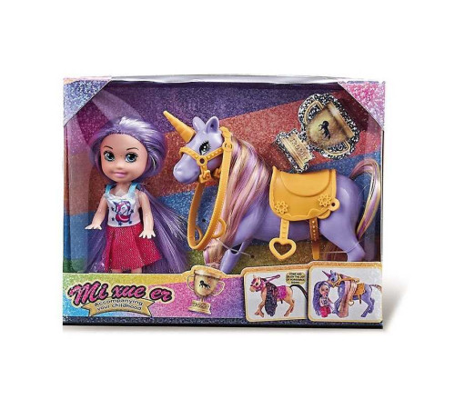 Лялька 8679-2 (72) висота: 10 см, знімний одяг та взуття, голова - гума, тіло та кінцівки - пластик, єдиноріг: 13х12.5, гумова упряж, в коробці