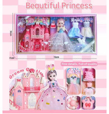 Лялька 1311 (14) висота: 29 см, шарнірні з’єднання, прошите волосся, знімний одяг та взуття, 3 додаткові сукні, замок: 23х26 см, аксесуари, в коробці