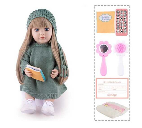 Інтерактивна лялька TK 9768-35 (9) "WToys", ОЗВУЧУВАННЯ УКРАЇНСЬКОЮ МОВОЮ, висота 55 см, пульт, на батарейках, аксесуари, рухає кінцівками, казки, пісні, віршики, скоромовки, відповідає на запитання, звуки тварин, мелодії, повторюшка, в коробці