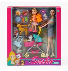 Лялька 51815 (30/2) висота 30 см, 2 ляльки, 3 домашні улюбленці, візочок, знімний одяг та взуття, в коробці