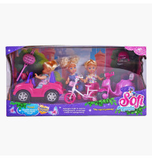 Набір ляльок Sofi 48501 (24/2) “На прогулянці”, 3 ляльки, машина, мопед, велосипед, 2 шоломи, в коробці