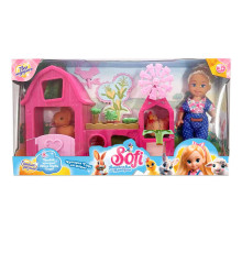 Лялька Sofi 49430 (72/2) “На фермі”, висота ляльки 11 см, будиночок, фігурки тварин, в коробці