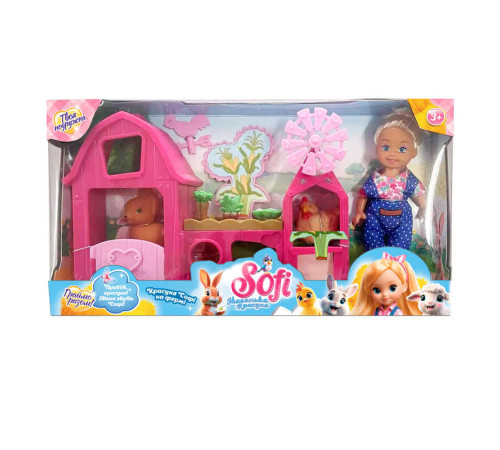 Лялька Sofi 49430 (72/2) “На фермі”, висота ляльки 11 см, будиночок, фігурки тварин, в коробці