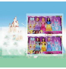Набір ляльок K 016 B-1 (36/2) 3 ляльки, принцеси, знімний одяг, аксесуари, замок, висота 28 см, в коробці
