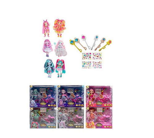 Лялька TK 2045 (96/2) 15 см, шарнірні суглоби, аксесуари, наліпки, велосипед, в коробці, ВИДАЄТЬСЯ МІКС ВИДІВ