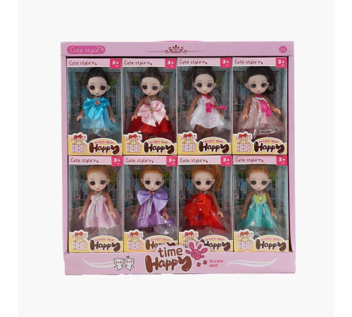Набір ляльок 1910 Q1 (24/2) ЦІНА ЗА 8 ШТУК В БЛОЦІ, 15 см, імітація скляних очей, шарнірні суглоби, в коробці