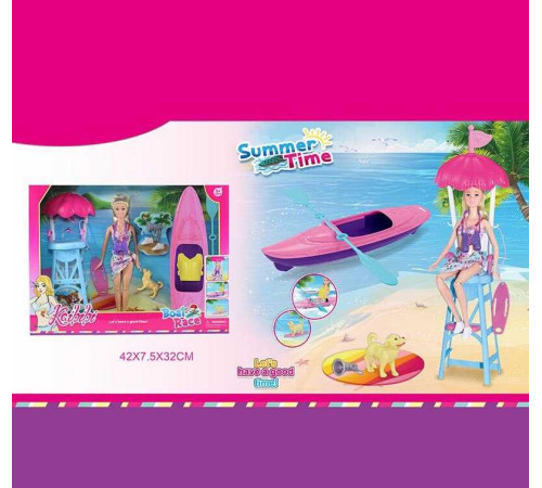 Лялька WG 171 (24/2) висота: 30 см, шарнірні суглоби, човен, рятувальна вежа, знімний одяг, улюбленець, аксесуари, в коробці