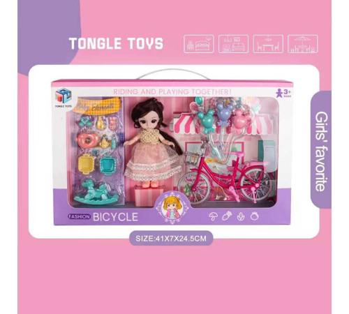 Лялька 6688-16 (30) 15 см, імітація скляних очей, шарнірні суглоби, аксесуари, велосипед, в коробці