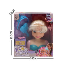 Манекен для зачісок LK 1714 D (96/2) аксесуари, гребінець, корона, в коробці