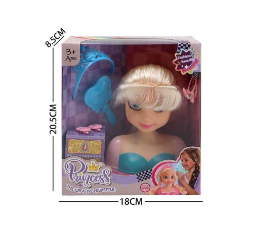 Манекен для зачісок LK 1714 D (96/2) аксесуари, гребінець, корона, в коробці