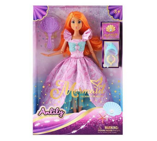 Лялька 616911 (24) висота 30 см, шарнірні кінцівки, знімний одяг та взуття, щітка для волосся, намисто, корона, в коробці