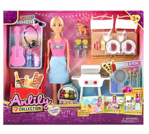 Лялька з аксесуарами 616256 (18) висота 30 см, знімний одяг та взуття, гриль, стіл та стільці, продукти, столовий та кухонний посуд, гітара, фотоапарат, улюбленець, візок, в коробці – в наличии! Купите сейчас у KAZKOVA