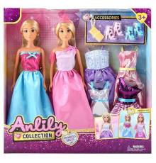 Набір ляльок 616285 (24) 2 штуки, висота 30 см, знімний одяг та взуття, 4 додаткові сукні, 2 пари взуття, сумочка, в коробці