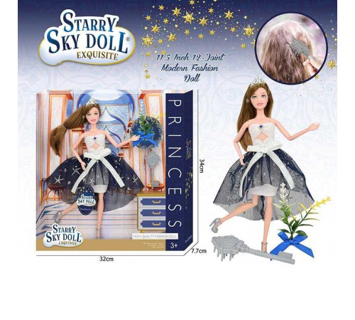 Лялька SK 025 D (48/2) висота 30 см, діадема, квіти, щітка для волосся, в коробці