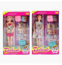 Лялька LY 66-1 (96/2) 2 види, висота 30 см, суглоби на шарнірах, 4 фігурки улюбленців, аксесуари для них, зйомне взуття, в коробці