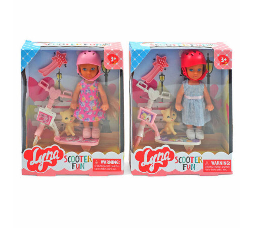 Лялька 4604 (96/2) 2 види, 12 см, знімне взуття, шолом, самокат, гребінець, улюбленець, в коробці – в наличии! Купите сейчас у KAZKOVA