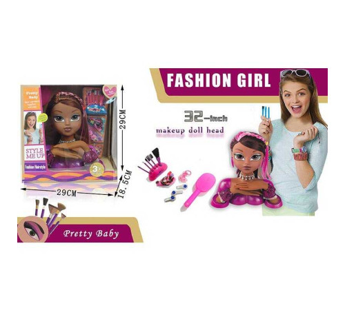 Манекен для зачісок 3389 (24/2) аксесуари, гребінець, кольорові локони, в коробці