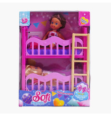 Набір ляльок Sofi 53640 (48/2) “Піжамна вечірка”, 2 ляльки, двоповерхове ліжко, висота ляльяки 11 см, в коробці