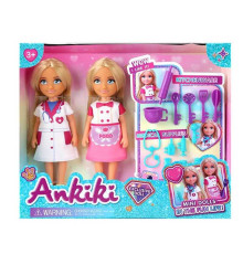 Набір ляльок 606039 (72) 2 ляльки, висота - 13 см, аксесуари, рухомі кінцівки, прошите волосся, гумова голова, в коробці