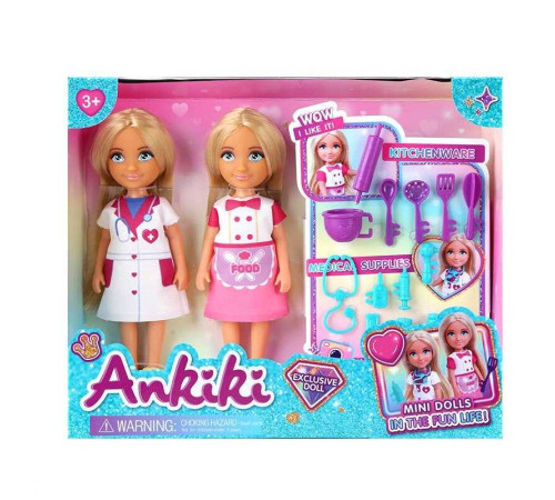 Набір ляльок 606039 (72) 2 ляльки, висота - 13 см, аксесуари, рухомі кінцівки, прошите волосся, гумова голова, в коробці