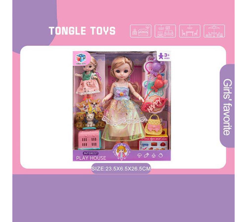 Набір ляльок 6688-29 (54) 2 ляльки, висота: 22 см та 10 см, імітація скляних очей, шарнірні суглоби, аксесуари, улюбленці, в коробці