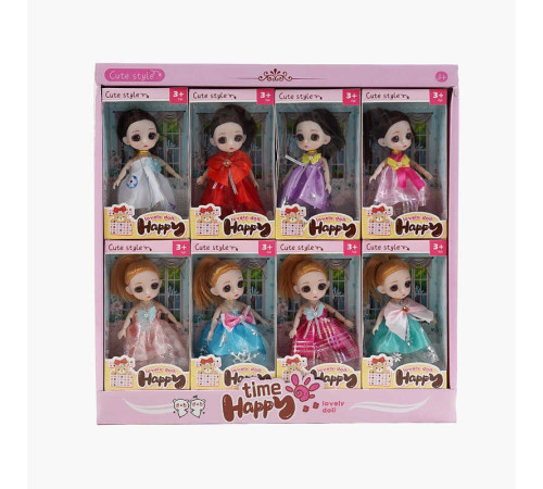Набір ляльок 1910 Q2 (24/2) ЦІНА ЗА 8 ШТУК В БЛОЦІ, 15 см, імітація скляних очей, шарнірні суглоби, в коробці