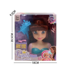 Манекен для зачісок LK 1714 E (96/2) аксесуари, гребінець, корона, в коробці