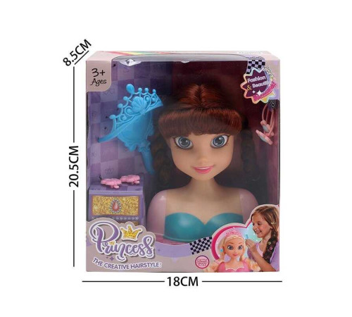 Манекен для зачісок LK 1714 E (96/2) аксесуари, гребінець, корона, в коробці