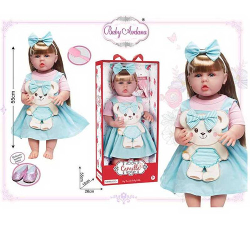 Лялька A 919 A (12/2) гумова, висота - 52 см, прошите волосся, рухомі кінцівки, щітка для волосся, взуття, в коробці