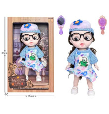Лялька 3808 B9 (36/2) висота 27 см, пісні англійською, вітається, сміється, підсвічування, шарнірні кінцівки, окуляри, дзеркальце, щітка, в коробці