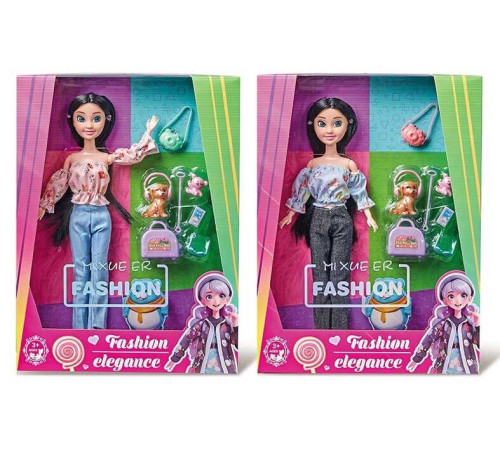 Лялька 8671-18 (36) 2 види, висота: 30 см, шарнірні з’єднання суглобів, знімний одяг та взуття, голова та руки - гума, тіло та ноги - пластик, улюбленець, аксесуари, в коробці