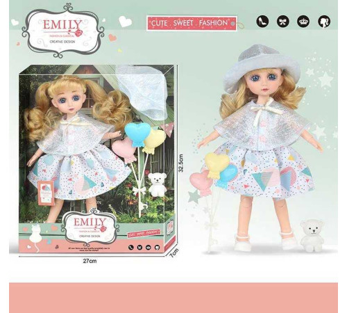 Лялька QJ 136 C (48/2) накидка, панамка, повітряні кульки, ведмедик, в коробці