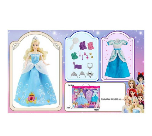 Лялька з аксесуарами 91062 B (24) висота 30 см, діадеми, сережки, намиста, гребінець, сукні, туфлі, в коробці