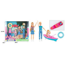 Набір ляльок ST 5616-15 (36/2) 3 ляльки, байдарка, надувне коло, спальний мішок, висота 23 см, аксесуари, в коробці