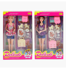 Лялька LY 66-2 (96/2) 2 види, висота 30 см, суглоби на шарнірах, 2 фігурки улюбленців, аксесуари для них, зйомне взуття, в коробці