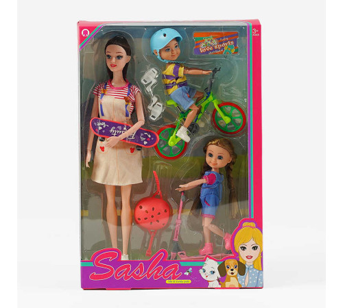 Лялька 51833 (48/2) "Спортивна родина", 3 ляльки, шоломи, спортивний транспорт, знімний одяг та взуття, в коробці