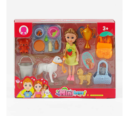 Лялька 55840 (60/2) висота 15 см, улюбленці, аксесуари, в коробці